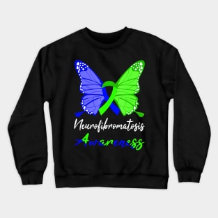 Neurofibromatosis Awareness Butterfly Blue  Green Crewneck Sweatshirt